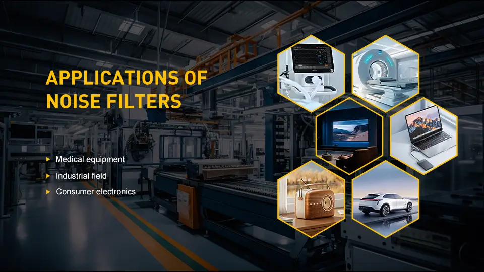 Applications of noise filters in different industries.